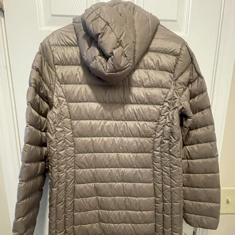 Adventure Ladies Lightweight Hooded Down Jacket, Taupe Color, Size L